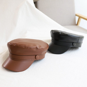 Femmes PU cuir haut plat béret pêcheur grec <span class=keywords><strong>marin</strong></span> violon chapeau casquette gavroche paperboy peintre casquette béret chapeau - Product Image 6