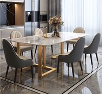 2026 nouveau 6 places salle à manger ensemble de meubles dessus en marbre carré Table à manger Simple or fer pieds pour cuisine ferme Bar utilisation