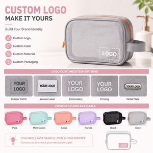Sac cosmétique personnalisé en polyester avec poignée souple, organiseur de maquillage de voyage grande capacité, pochette transparente à fermeture éclair, beauté portable - Product Image 3