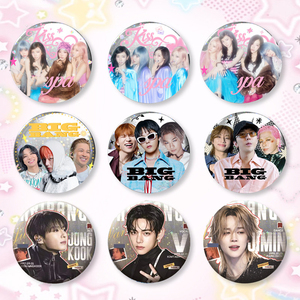 Broches et badges en film laser Kpop Jungkook V Jimin Jin <span class=keywords><strong>RM</strong></span> Karina Winter Bigbang I-DLE Suga – Emblèmes de mode pour sacs et vêtements - Product Image 1