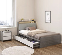 Meubles de chambre à coucher légers et luxueux en bois et mélamine confortables lits simples à plateforme