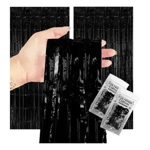 2 tende in carta metallizzata nera per decorazioni per feste - Product Image 5
