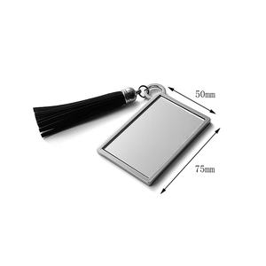 Personalized Name Silver <b>Rectangle</b> Metal Portable Single Sided Makeup <b>Mirror</b> with Tassel - Product Image 3