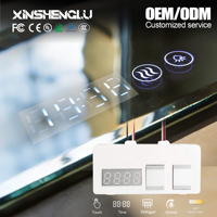 OEM ODM 60W 12V/24V Miroir intelligent à capteur tactile capacitif, éclairage LED anti-buée CCT à intensité variable, horloge numérique IP21, éclairage de salle de bain