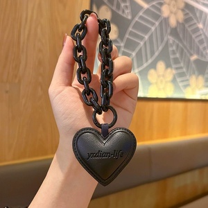 High Quality Vacation Souvenir Cute Acrylic Chain Car <b>Key</b> Gifts Backpack Bag Charms Soft PU Leather Embossed Logo Heart Keychain - Product Image 1