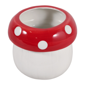 Vaso per Fiori a Forma di Fungo in Gres con Puntini Rossi e Bianchi per Decorazione Interna ed Esterna del Giardino - Product Image 5
