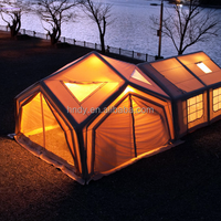 Grande tente gonflable à double couche, imperméable, quatre saisons, avec trois chambres pour le camping familial en plein air
