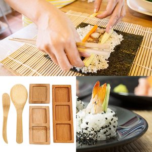 Juego de utensilios de bambú para <span class=keywords><strong>Sushi</strong></span>, Set antiadherente para hacer <span class=keywords><strong>Sushi</strong></span>, 2 esteras enrollables para salsa, plato, palillos, <span class=keywords><strong>12</strong></span> piezas - Product Image 5