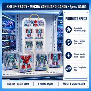 Robot Mecha Transformable <span class=keywords><strong>Jouet</strong></span> Bonbon à Monter, Double Mode, Métallique Chromé, 4 Couleurs, Bonbons Éclatants, 8 pièces/Planche, OEM - Product Image 4