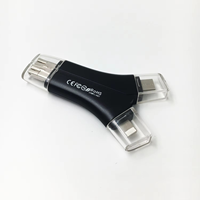 Lector de tarjetas inteligentes múltiples 4 en 1 USB Flash Drive 256GB Blanco/Negro para OTG Pen 128GB Tipo-C Memory Stick externo para iPhone