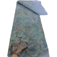 Tissu en dentelle africaine à sequins colorés NI.AI pour robes de mariée pour femmes