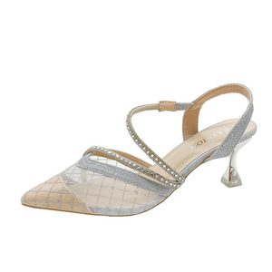 Summer New Girls With Skirt Rhine-pointed Slender Heels 's High-heeled Sandals Thin Heels for Shoes Women - Product Image 5