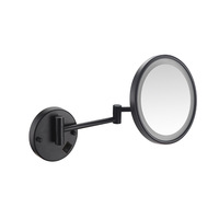 Miroir de maquillage mural extensible Miroir LED Miroir chromé Miroir de salle de bain rond d'hôtel pliant
