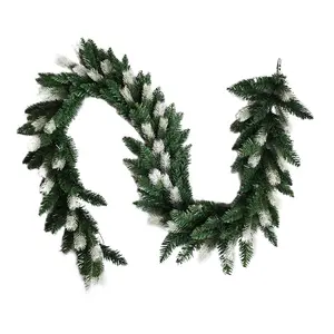 Alta calidad 9ft Pe Pvc Mixed Artificial Green Christmas Garland Decoraciones navideñas Garland Rattan