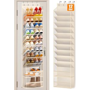 12 Tier Over The Door Shoe Organizer Breathable Mesh Hanging <b>Rack</b> For Closet <b>Storage</b> Shoe Holder Fit 24 Pairs - Product Image 1