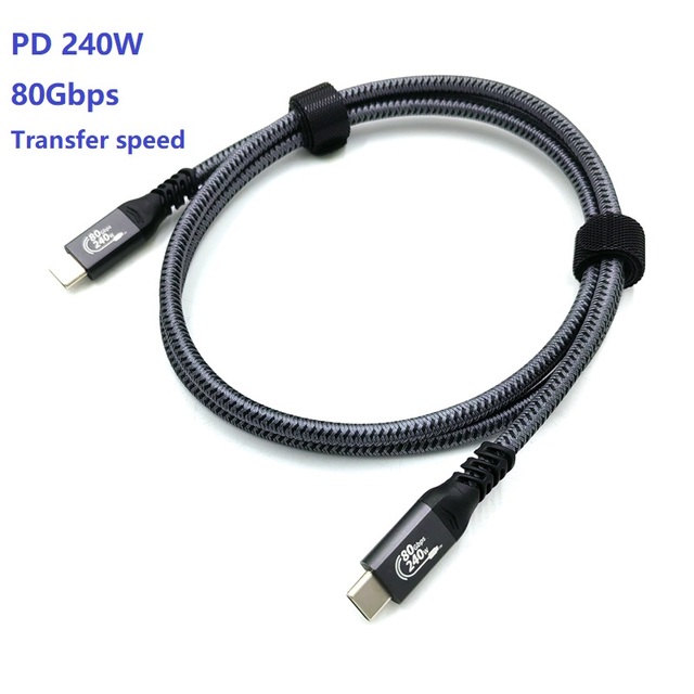 USB4 V2.0 80 Gbps 8K 60Hz Compatible Thunderbolt 5 PD 240W Gen4 5A Fast Charging Pure Copper Braid Nylon USB Type-C Data Camera