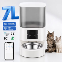 Distributeur automatique intelligent pour animaux de compagnie, conteneur transparent extra-large de 7 L, rechargeable, télécommande, alimentation programmée par portions pour chiens
