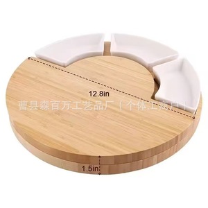 Wooden <b>Cheese</b> Cutting Board <b>Set</b> With <b>Knives</b> And Dividers For Party Snacks And Appetizers - Product Image 4