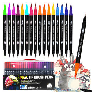 Cadeaux de promotion Rotuladores Punta Pincel Plumones Dual Tip Fineliner Art Markers Colorful Brush Pens Aquarelle Marker Set - Product Image 1