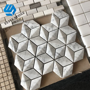 Mattonelle a rombo mosaico 3D in <span class=keywords><strong>marmo</strong></span> bianco di Carrara - Product Image 3