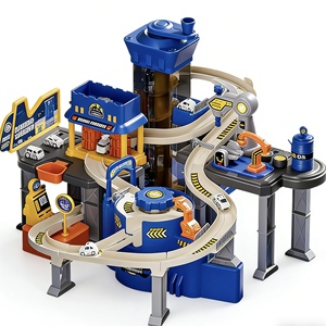 Circuit de garage de réparation automobile avec voitures de <span class=keywords><strong>police</strong></span> sonores et lumineuses, ensemble de 8 voitures en ABS, <span class=keywords><strong>jouet</strong></span> éducatif à assembler soi-même pour enfants - Product Image 1