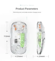 WB130 Cristal Transparent Rechargeable Type-c BT 2.4G Double Mode Silencieux Sans Fil Souris ABS LED Lumières Léger PC Souris pour PC