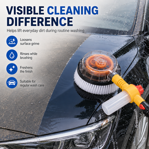 Kit de <span class=keywords><strong>brosse</strong></span> de <span class=keywords><strong>lavage</strong></span> de <span class=keywords><strong>voiture</strong></span> rotative à alimentation hydraulique <span class=keywords><strong>avec</strong></span> distributeur de savon, poignées d'extension et buse de rinçage pour le nettoyage des véhicules - Product Image 4