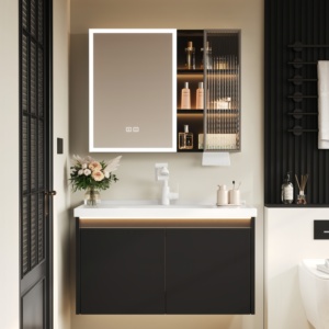 Luxury High-End Black Honeycomb Aluminum Bathroom <b>Vanity</b> Set With <b>Makeup</b> <b>Vanity</b> For Bathroom Upgrade - Product Image 1