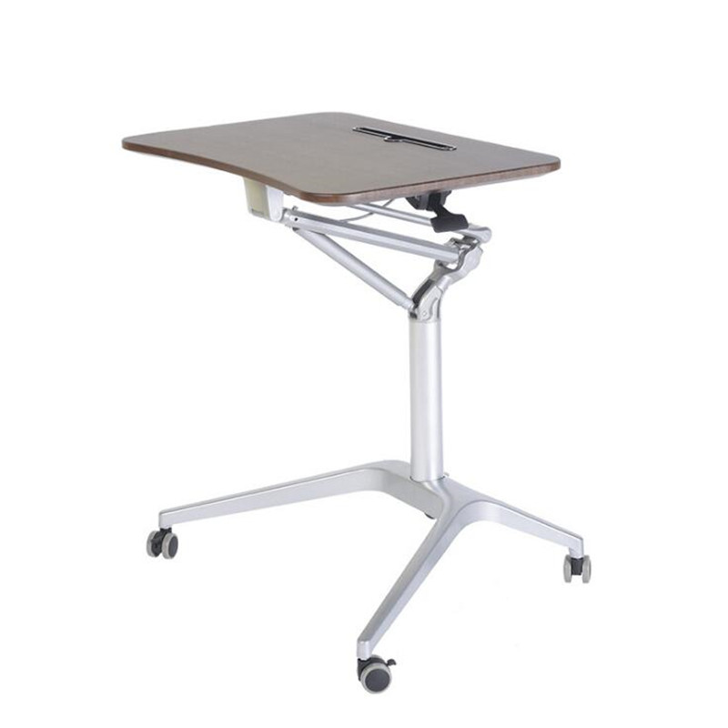 Pneumatic Desk Height Adjustable Laptop Table with Wheels Mobile Standing Desk
