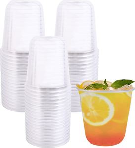 Vasos de Plástico Transparente Desechables en Forma de U de 89 mm con Logotipo Personalizado, Vasos de PET para Té con Leche con Tapas y Pajitas en Varios Tamaños - Product Image 1