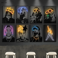 Affiches de stars du rap néo-populaires, figurines de chanteurs hip-hop, peinture encadrée en bois, impression sur toile tendance, art mural