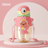 Gobelet d'apprentissage manuel en silicone pour enfants, imprimé créatif de dessin animé, à large ouverture avec pailles, portable pour l'extérieur, 0-12 mois, bouteille d'eau, tasse à eau