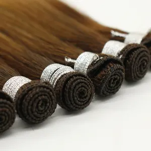 Wholesale Seamless Thin Super Double Drawn Vietnamese Raw Hair Handtied Weft Hair Extensions Silky Straight