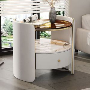 Modern Luxury Solid Wood <strong>Circular</strong> <strong>Bedside</strong> <strong>Table</strong> with Storage for Home Bedroom Furniture Hotel Use in Living Room Nightstands - Product Image 4