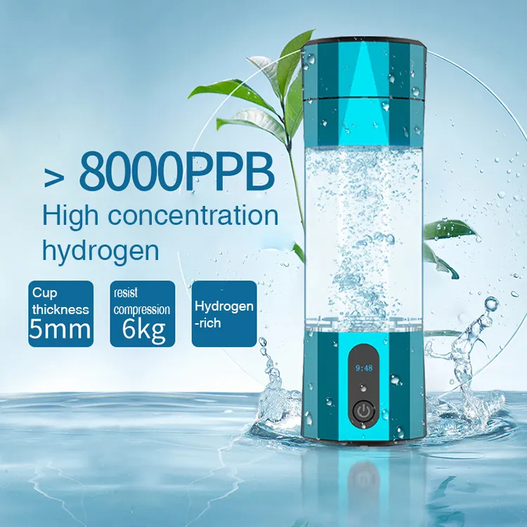 208ml Portable Hydrogen Bottle BPA Free Platinum Coating SPE/PEM Ion Membrane 3000ppb Hydrogen Water