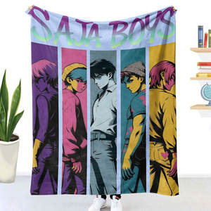 Vente en gros de couvertures en peluche personnalisées, mignonnes, à thème dessin animé et anime, K-Pop, Demon Hunters, en polaire douce et flanelle - Product Image 3