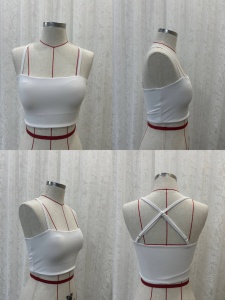 2025 femmes basique gymnastique haut court respirant été actif Bandeau réglable fines bretelles avant basique athleisure <span class=keywords><strong>Fitness</strong></span> blanc - Product Image 2