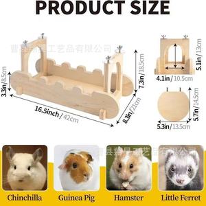 Plataforma de madera para mascotas, accesorio de juguete colgante de madera maciza a prueba de mordeduras para hámster, forma rectangular Xh728 - Product Image 5