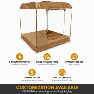 Pop <b>up</b> Mosquito Net Tent, 3-5 Second Quick <b>Open</b>, Fits 3 People Breathable Bug Proof, Custom Logo Low MOQ OEM, Dropshipping - Product Image 1