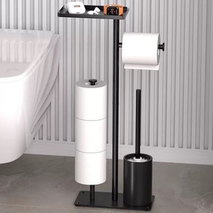 <span class=keywords><strong>Portarrollos</strong></span> de <span class=keywords><strong>Papel</strong></span> Higiénico Independiente con Cepillo, <span class=keywords><strong>Sin</strong></span> Perforaciones, Organizador de Baño, Soporte de Metal Resistente a la Oxidación para el Hogar - Product Image 4