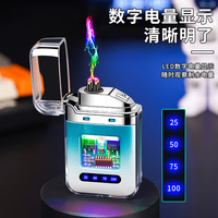 Dericsson Mini briquet de charge coupe-vent transparent avec affichage du niveau de batterie et allume-cigare à lumière LED froide