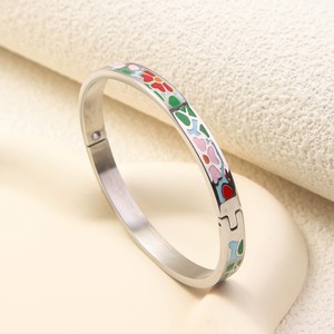 Bracciale a Polsino Aperto con Stampa Artistica Boho in Smalto Colorato Personalizzato, Impermeabile in Acciaio Inossidabile, Gioielli Impilabili a Molla per <span class=keywords><strong>Donna</strong></span> - Product Image 5