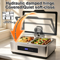 Réchaud électrique à température réglable en acier inoxydable avec couvercle en verre pour équipement de restauration commerciale