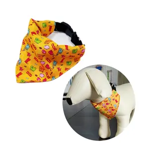 도매 맞춤형 승화 작은 넥타이 개 스카프 두건 애완 동물 일치하는 소유자 사용자 정의 인쇄 로고 양면 칼라 개