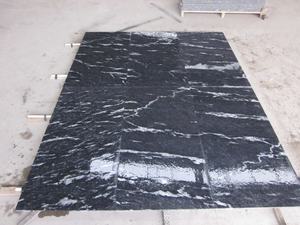 Cina All'aperto Fiammato Neve Grigio Jet Nebbia Nera In Pelle Pavimento in Granito Piastrelle Lastra di Prezzo con il bianco vene - Product Image 4
