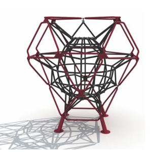 Aire de jeux avec cadre rouge et filet noir, toboggan tubulaire, balançoires et plusieurs chemins pour parc commercial - Product Image 6