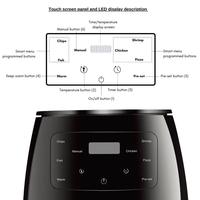 Friteuse à air intelligente multifonctionnelle électrique en plastique à commande numérique 6L, surface antiadhésive de haute qualité pour usage domestique KA03001, en stock