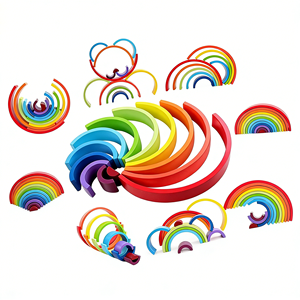 Blocs d'empilage <span class=keywords><strong>arc</strong></span>-<span class=keywords><strong>en</strong></span>-<span class=keywords><strong>ciel</strong></span> Montessori éducatifs, jouets d'apprentissage <span class=keywords><strong>en</strong></span> <span class=keywords><strong>bois</strong></span> brut pour enfants - Product Image 6