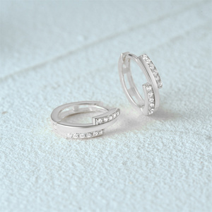 CANNER Minimalist 925 Sterling <b>Silver</b> <b>Earrings</b> 18K Gold Plated Row Cubic Zirconia Geometric <b>Hoops</b> Huggie <b>Earrings</b> <b>for</b> <b>Women</b> - Product Image 2