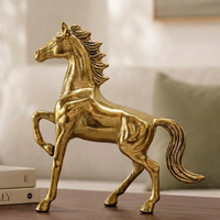 Sculpture Moderne de Cheval Galopant en Or de Luxe, Statue Animale en Métal, Mascotte de Succès Feng Shui, Centre de Table pour Salon